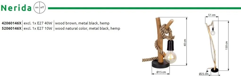 Lampadar/Lampa de podea design natural lemn NERIDA