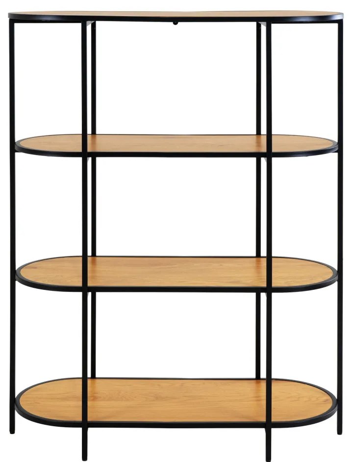 Vita Raft oval, 4 rafturi, efect stejar, cadru negru 85x36x111 cm