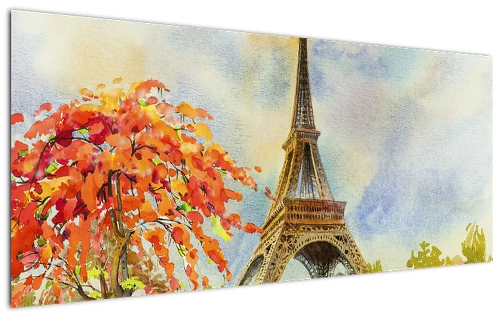Tablou pictat cu turnul Eiffel (120x50 cm)