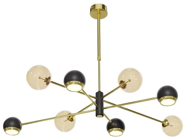 Lustră pe tijă Jupiter 1972 MOKA 4xGU10/10W/230V + 4xG9/10W/230V auriu/negru/bej