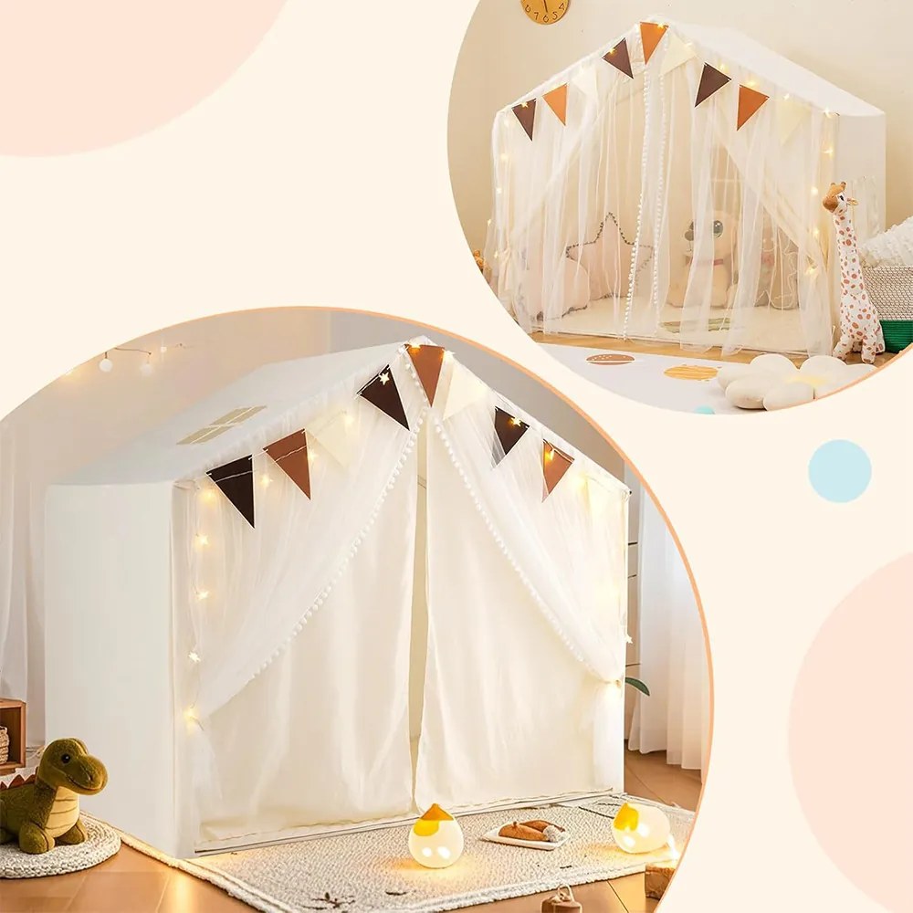 Cort de joacă cu lumini stelare, bej