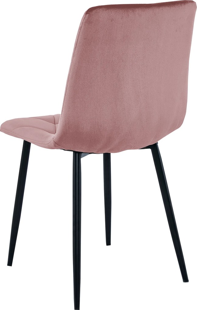 Roz scaun bucatarie LIBRA din catifea cu picioare negre
