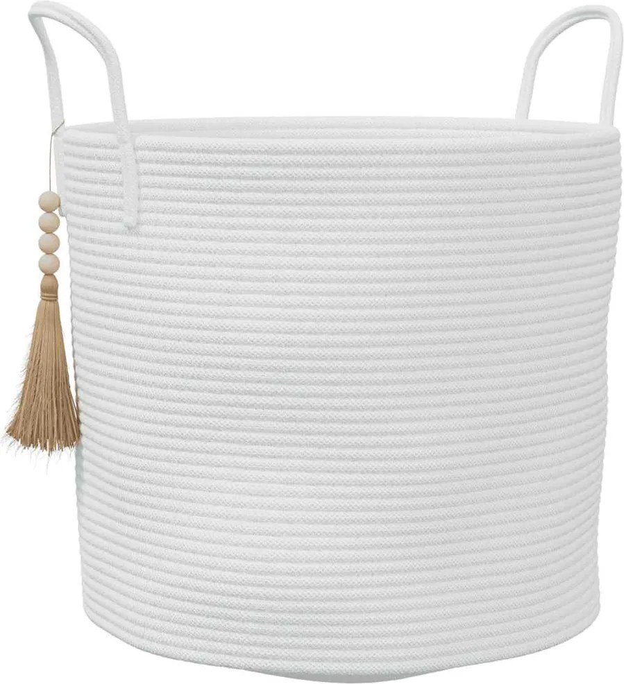 vidaXL Coș de depozitare, alb, Ø40x35 cm, bumbac