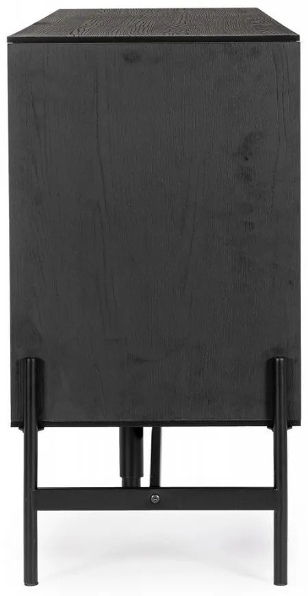 Comoda living finisaj natural/neagra din lemn de Frasin si MDF, 164x40x75 cm, Allycia Bizzotto