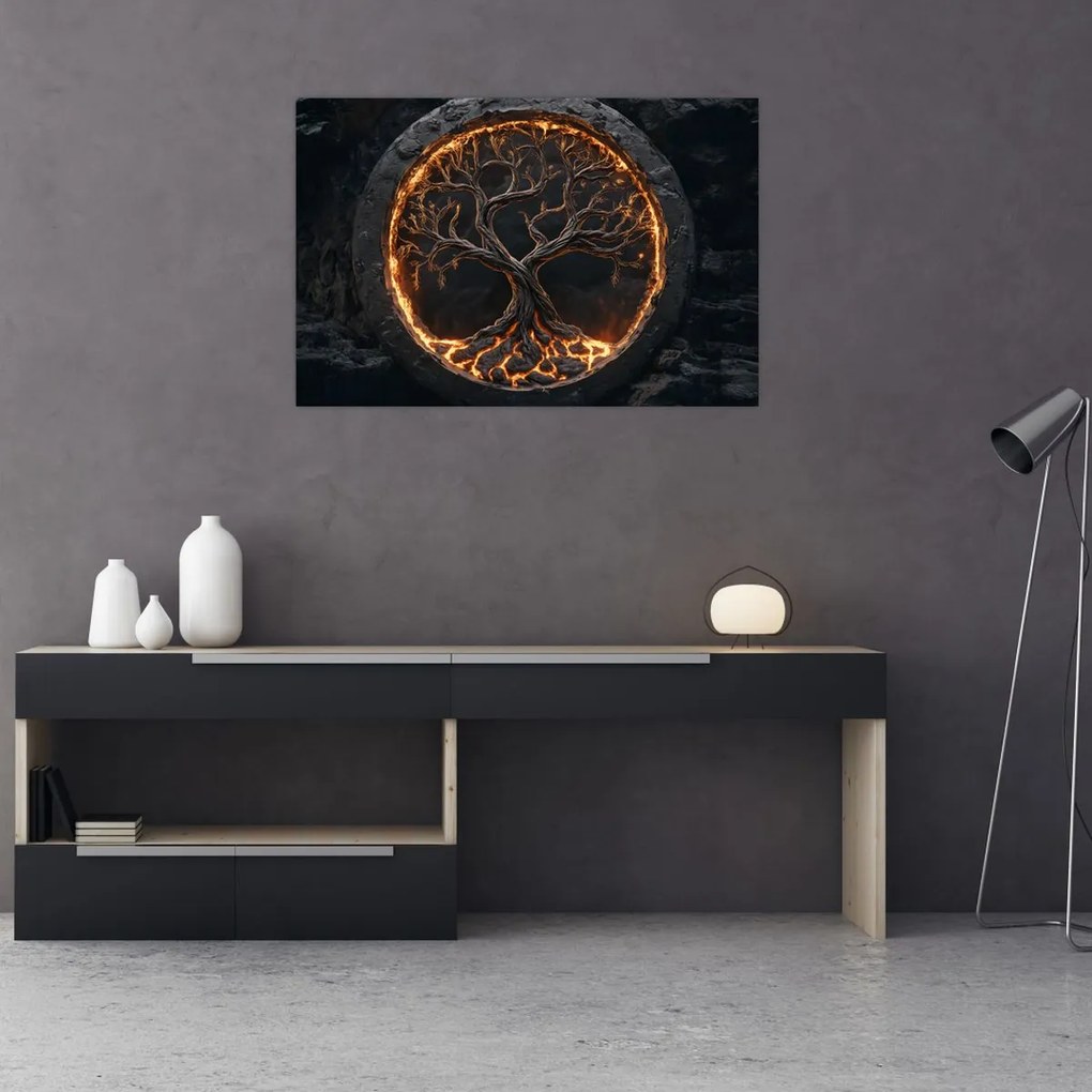 Tablou – Arborele vieții în lavă I. (90x60 cm)