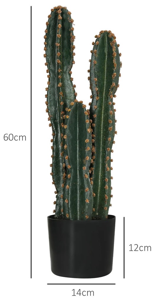 Outsunny Cactus artificial de mare realism plantă artificială de dimensiuni mari dim. Ø 17 x 60H cm verde | Aosom Romania