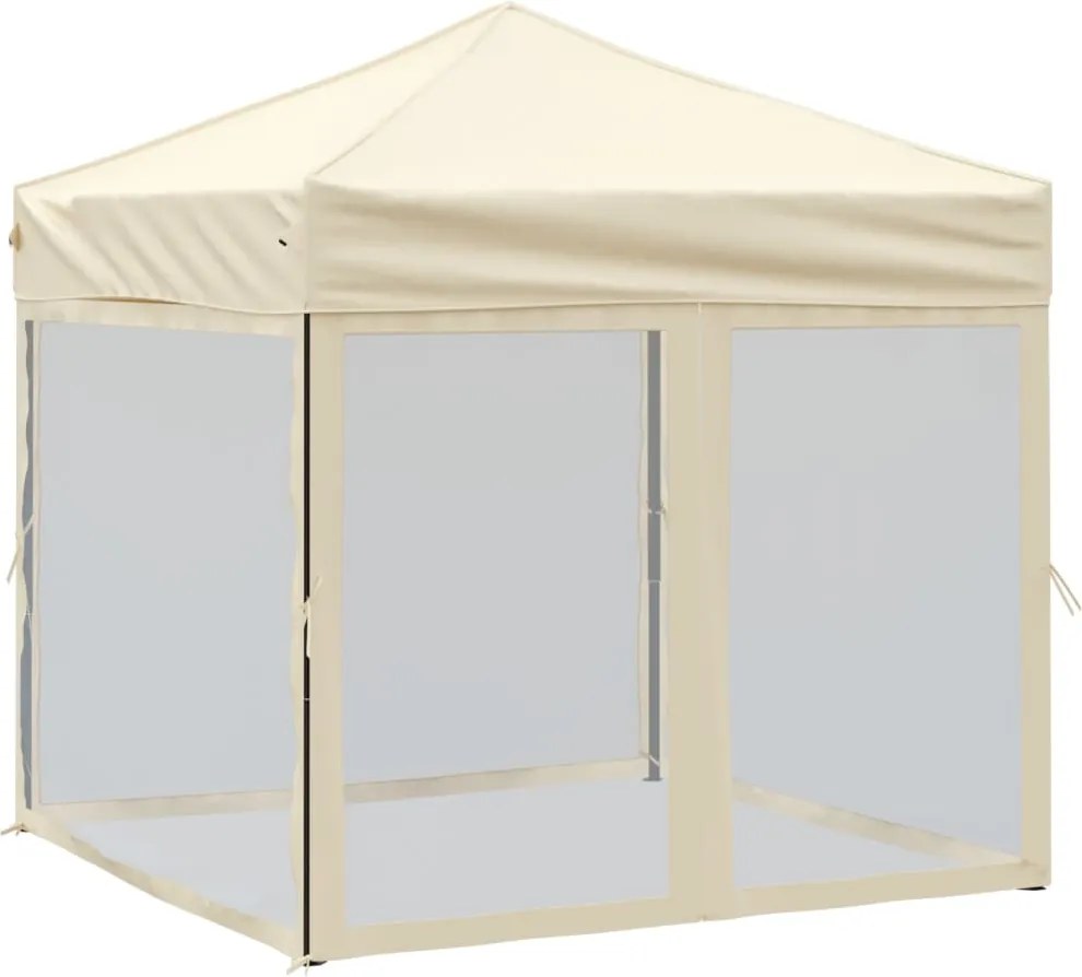 vidaXL Cort pliabil pentru petrecere, pereți laterali, crem, 2x2 m