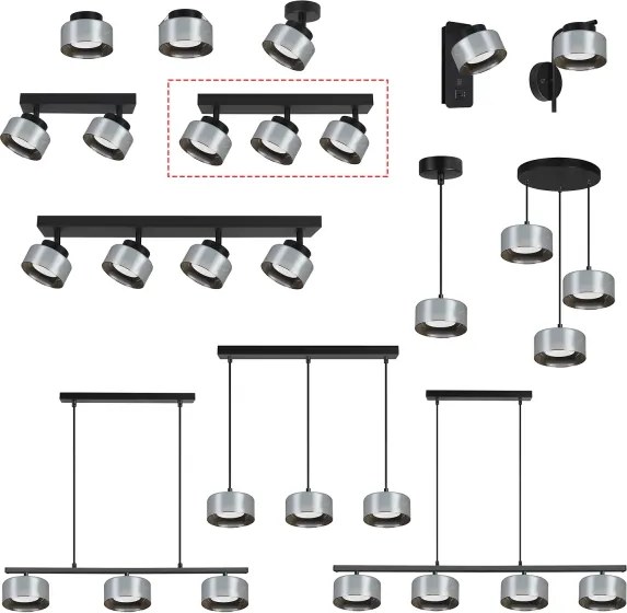 Brilagi - Spot AURA LUX 3xGX53/30W/230V negru/fumuriu