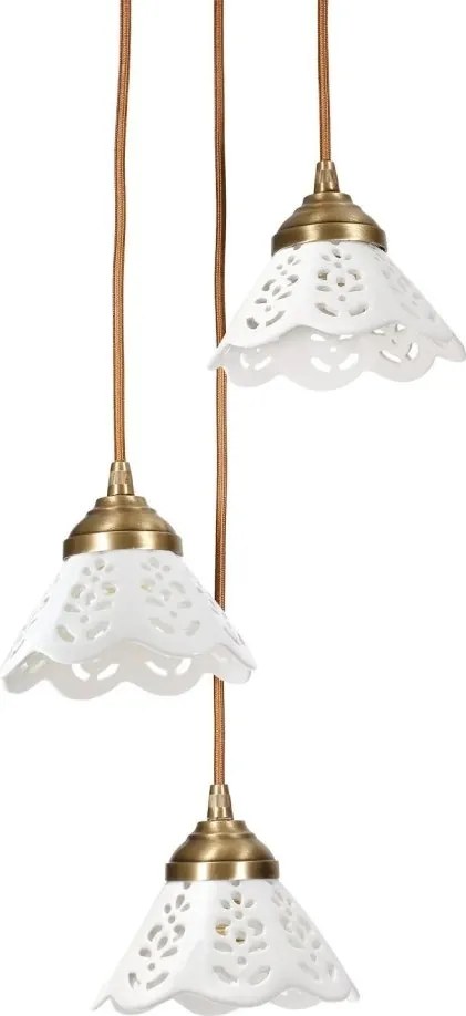 Lustra din alama cu 3 pendule ceramice Zefira