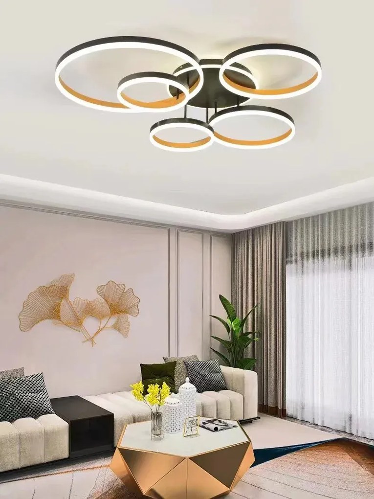 Lustra LED Cu Telecomanda, Elit's, EsnF6617-5, 260W, Gri/Portocaliu