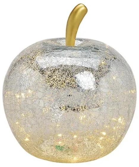 Decoratiune mar luminos Silver Apple din sticla 27x30 cm