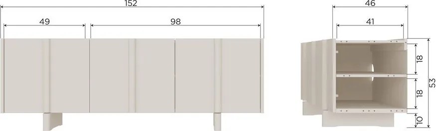 Comodă TV gri deschis din lemn de pin 152x53x46 cm Basu – WOOOD