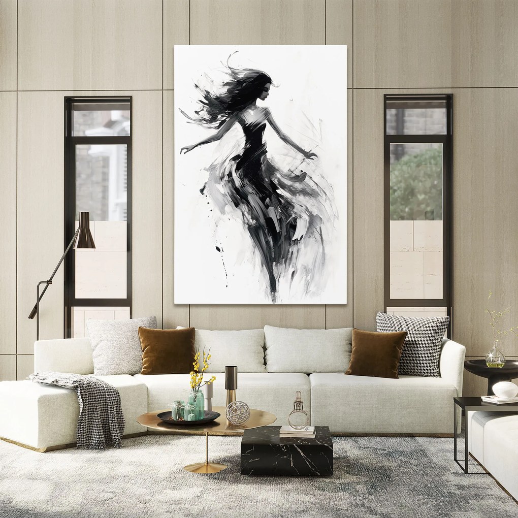 Tablou Canvas, 20x30cm, Dormitor si Living, Femei, Siluete, Black Ink Woman