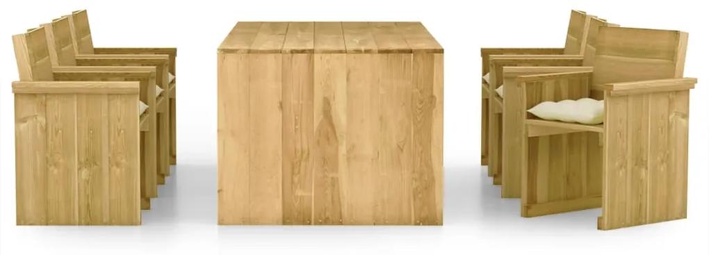 Set mobilier de gradina cu perne, 7 piese, lemn de pin tratat Crem, 1