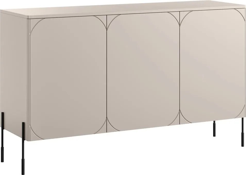 Comodă Sonatia 150 cm cu trei uși - casmir cu picioare negre