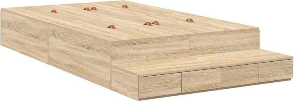 vidaXL Cadru de pat cu depozitare Stejar Sonoma 120 cm Lemn compozit