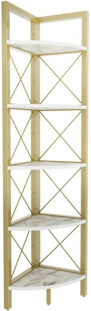 Etajera REMO, auriu/alb cu efect de marmura, PAL melaminat, 31x33x160