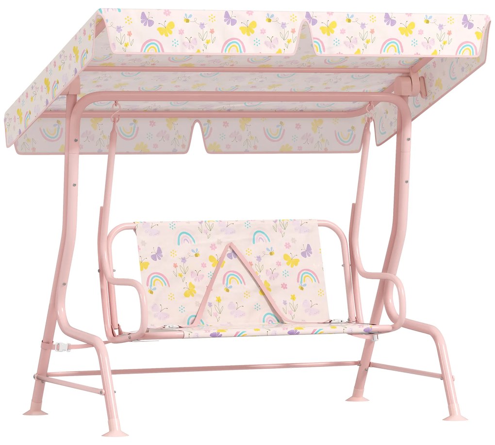 AIYAPLAY Leagăn pentru Copii cu Copertină Reglabilă și Centură de Siguranță, 120x112x75 cm, Roz | Aosom Romania