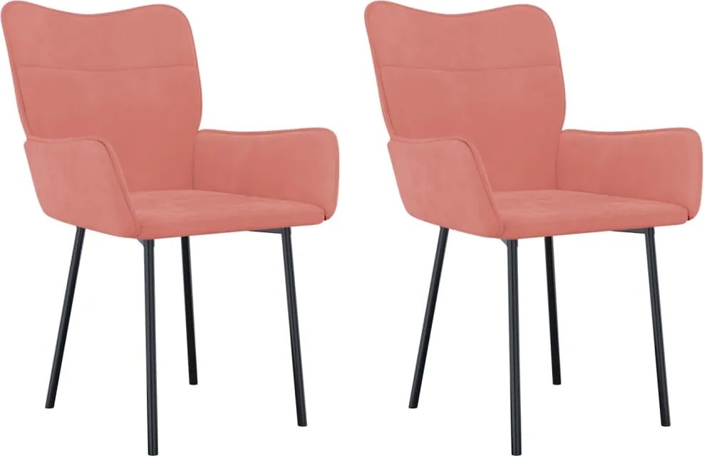 vidaXL Scaune de sufragerie, 2 buc., roz, catifea