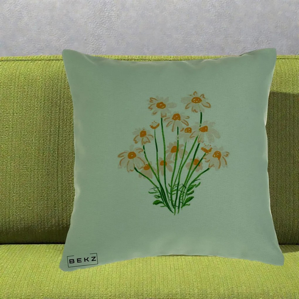 Perna Decorativa Margarete Camp, 40x40 cm, Verde, Husa Detasabila, Perna Inclusa, BEKZ®
