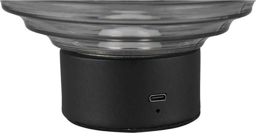 Veioză neagră/gri LED cu intensitate reglabilă cu abajur din sticlă (înălțime 14,5 cm) Earl – Reality