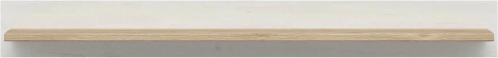 Polita LOKSA, alb/stejar, PAL laminat, 143x24x17 cm