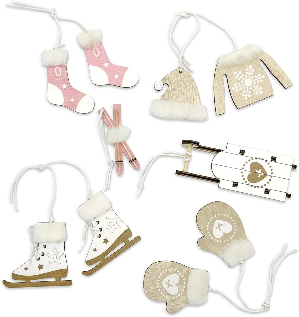 Set decoratiuni suspendate de Craciun NORDIC MOMENTS 6 buc roz