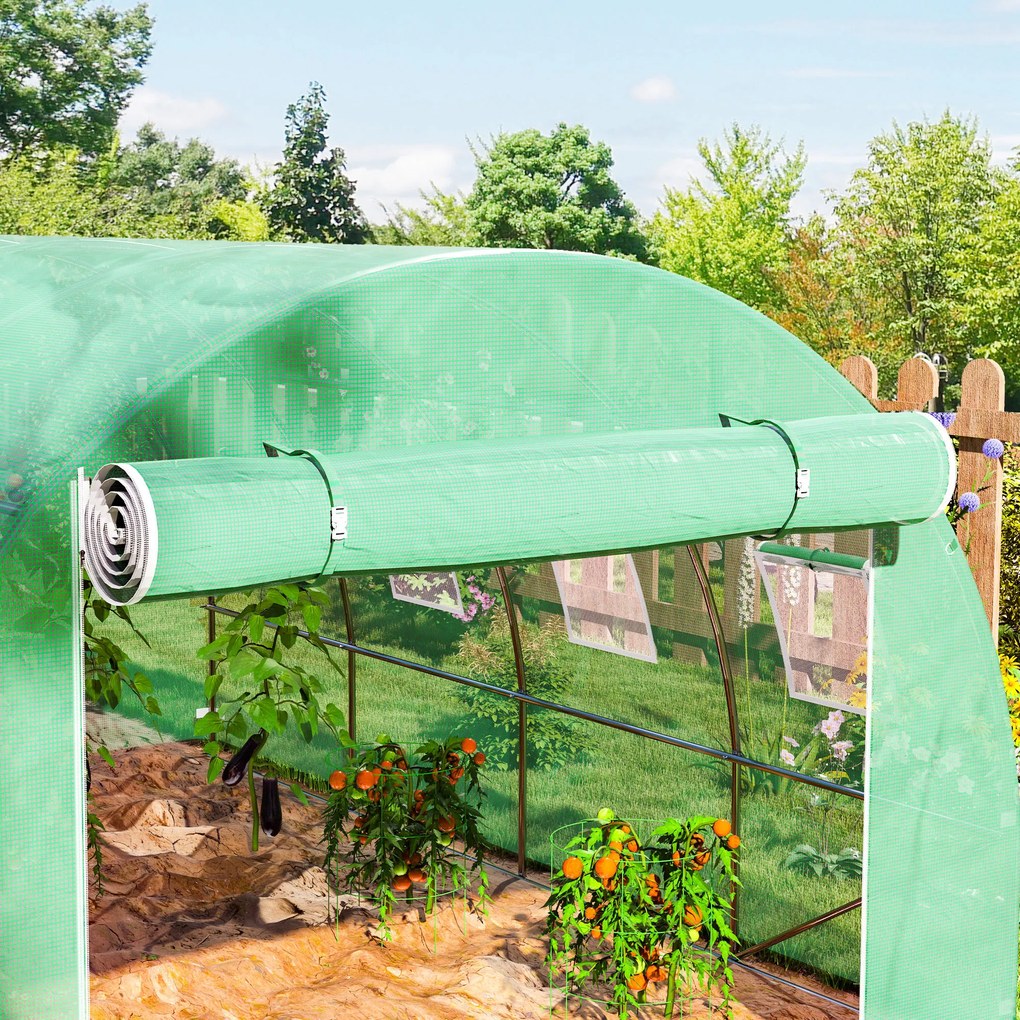 Outsunny Prelata Sera 6×3×2 m – Cu 12 Ferestre, Usa Rulanta si Margini | Aosom Romania