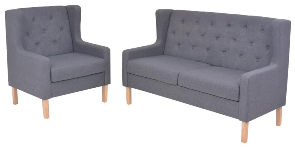 vidaXL Set cu canapea, 2 piese, material textil, gri