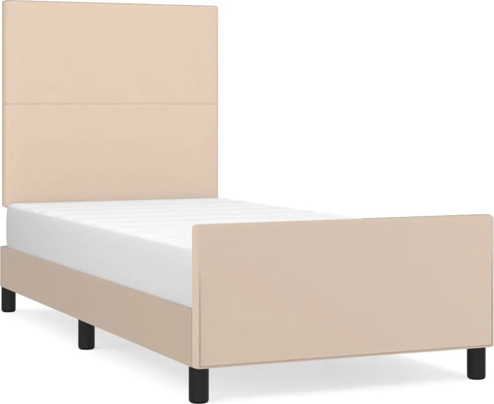 vidaXL Cadru de pat cu tăblie, cappuccino, 80x200 cm, piele ecologică