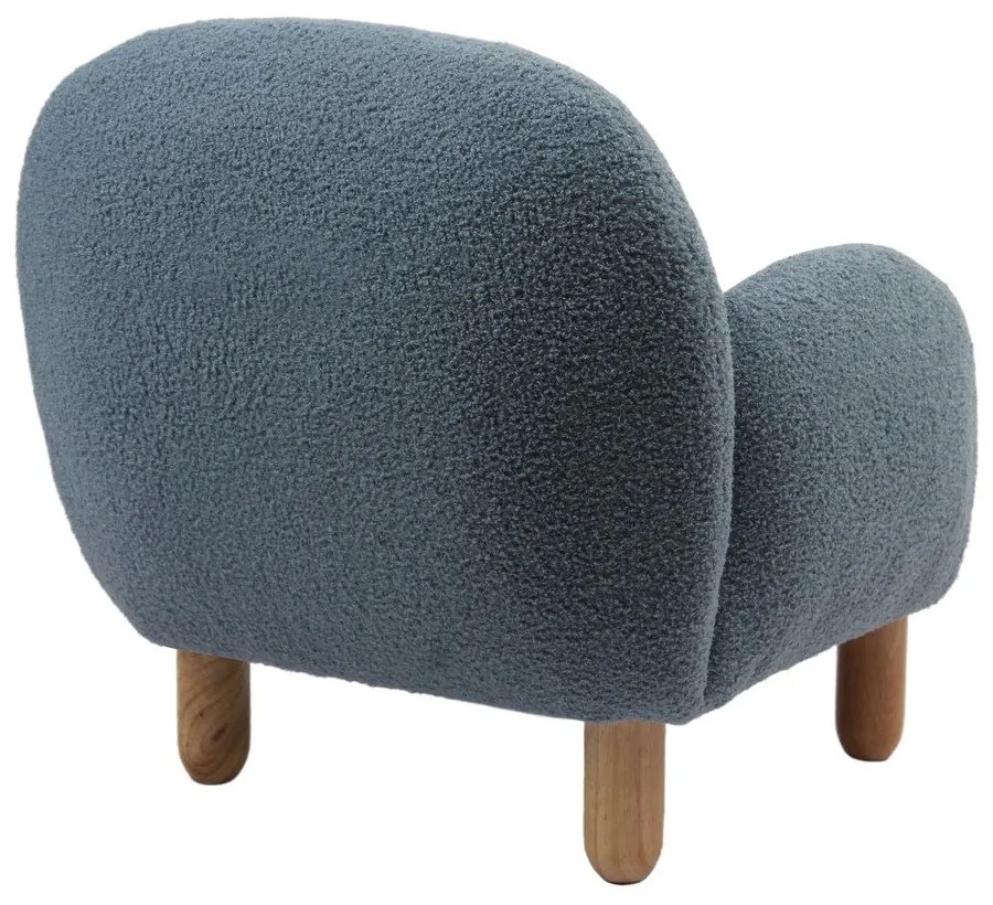 Fotoliu de copii albastru cu tapițerie din țesătură bouclé Rocky – Vipack