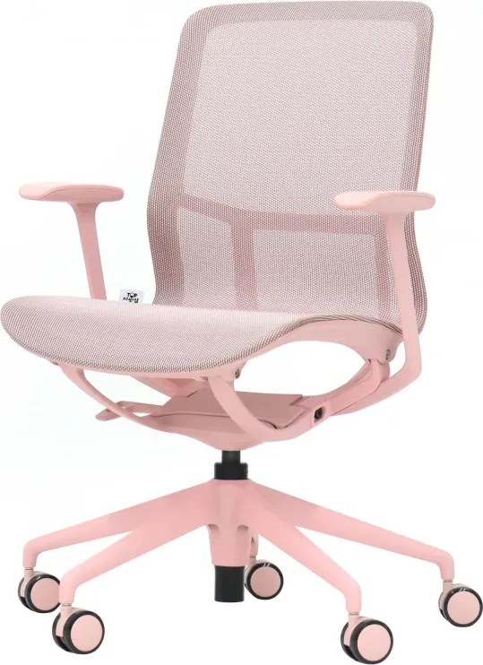 EMILY PINK – Scaun ergonomic premium, Mesh respirabil 4D, înclinare cu blocare, înălțime reglabila, cadru din nylon, bază din aluminiu, Roz