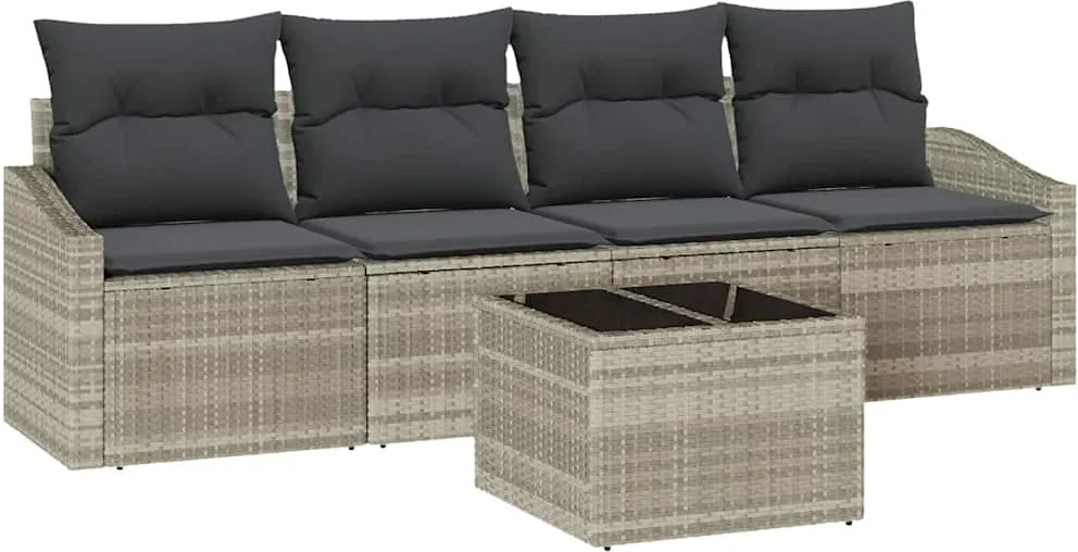 vidaXL Set de canapea 5 pcs Gri deschis și gri închis poliratan