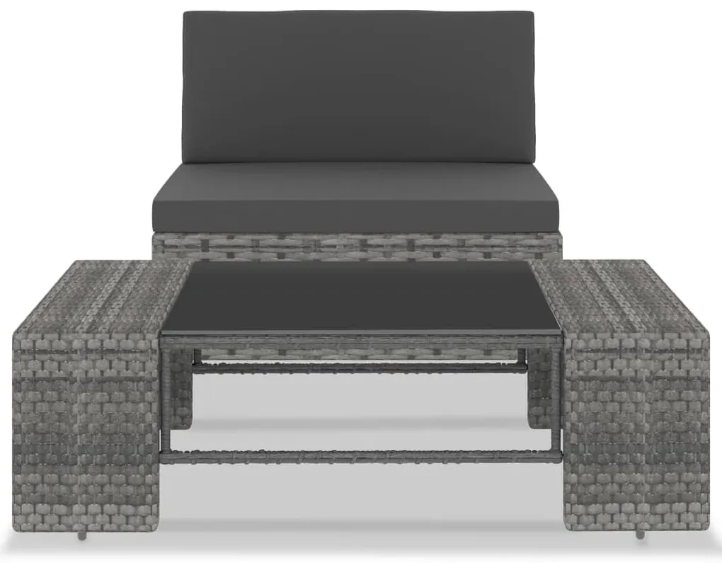 49522 vidaXL Set mobilier de grădină, 2 piese, gri, poliratan