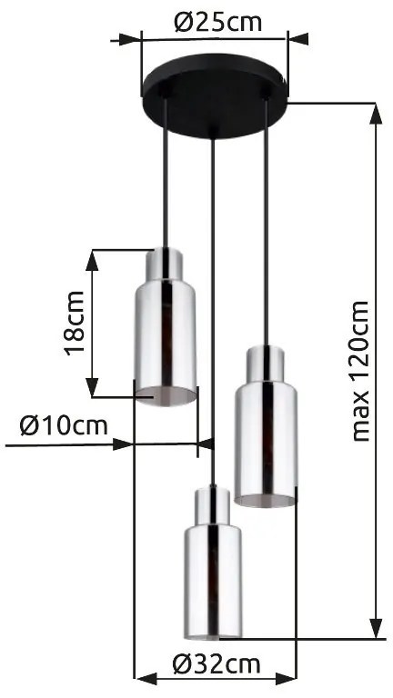 Lustra suspendata design modern LIDARIA 3L negru/fumuriu