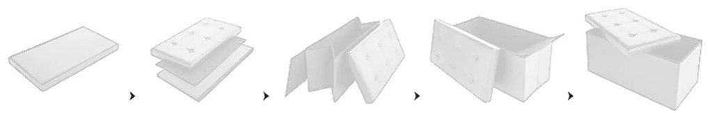 Banca 2 locuri cu spatiu depozitare 100 L Pliabil Piele ecologicaAlb 80 x 40 x 40 cm