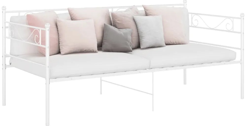 vidaXL Cadru pat canapea, alb, 90x200 cm, metal