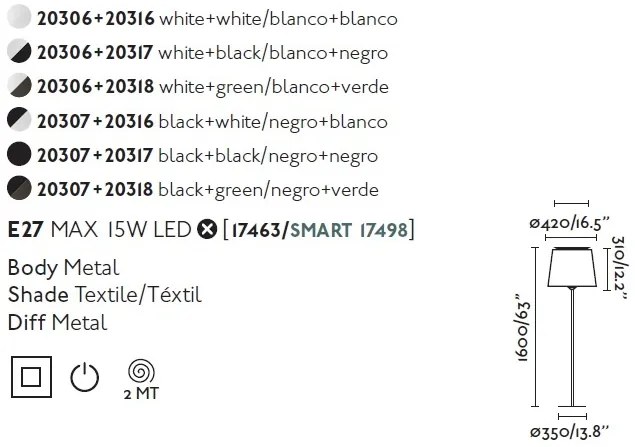 Lampadar / Lampa de podea moderna design elegant SAVOY negru/verde