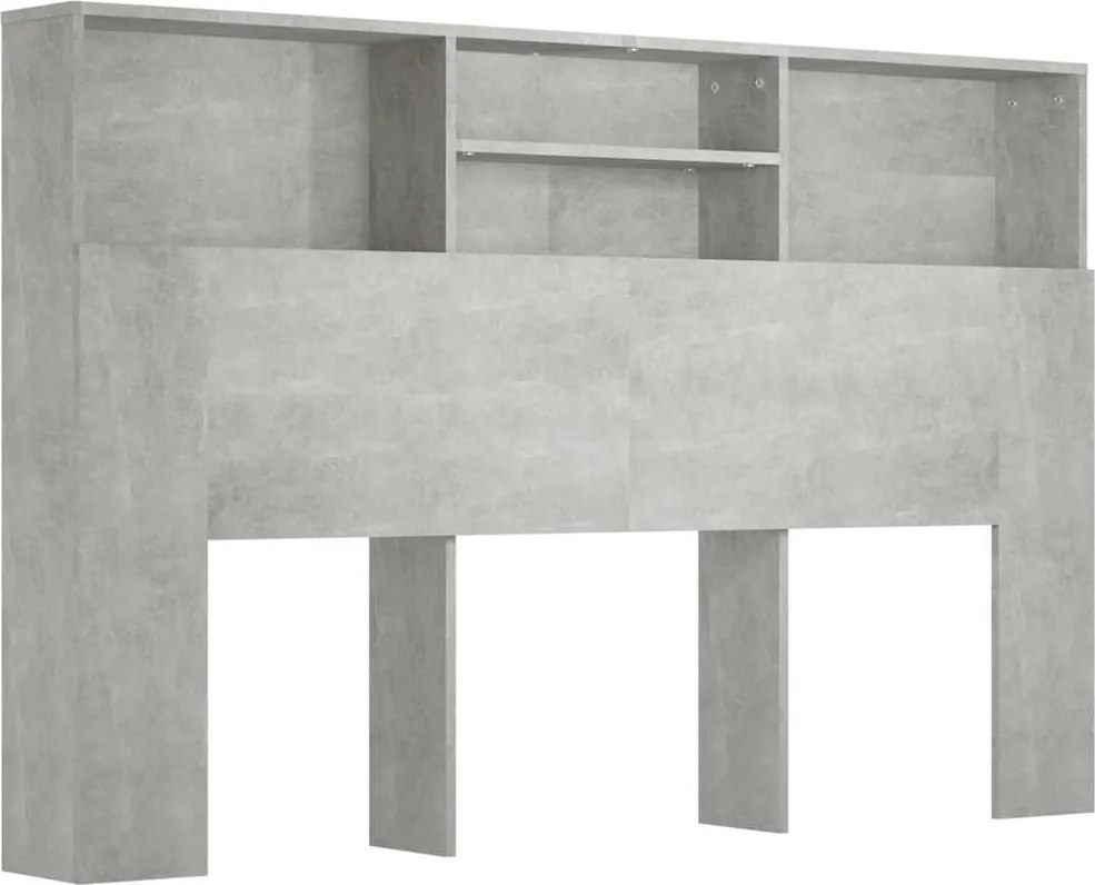 vidaXL Tăblie de pat cu dulap, gri beton, 160x19x103,5 cm