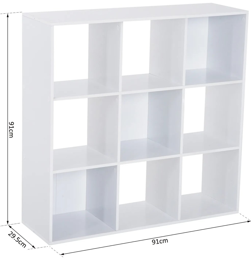 Librarie Alba Moderna HOMCOM 9 Compartimente 91x91x30cm | Aosom Romania