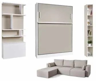 Set pat rabatabil dublu cu somiera inclusa, biblioteci, canapea 3 locuri si otoman - ROYAL SET (150X200)