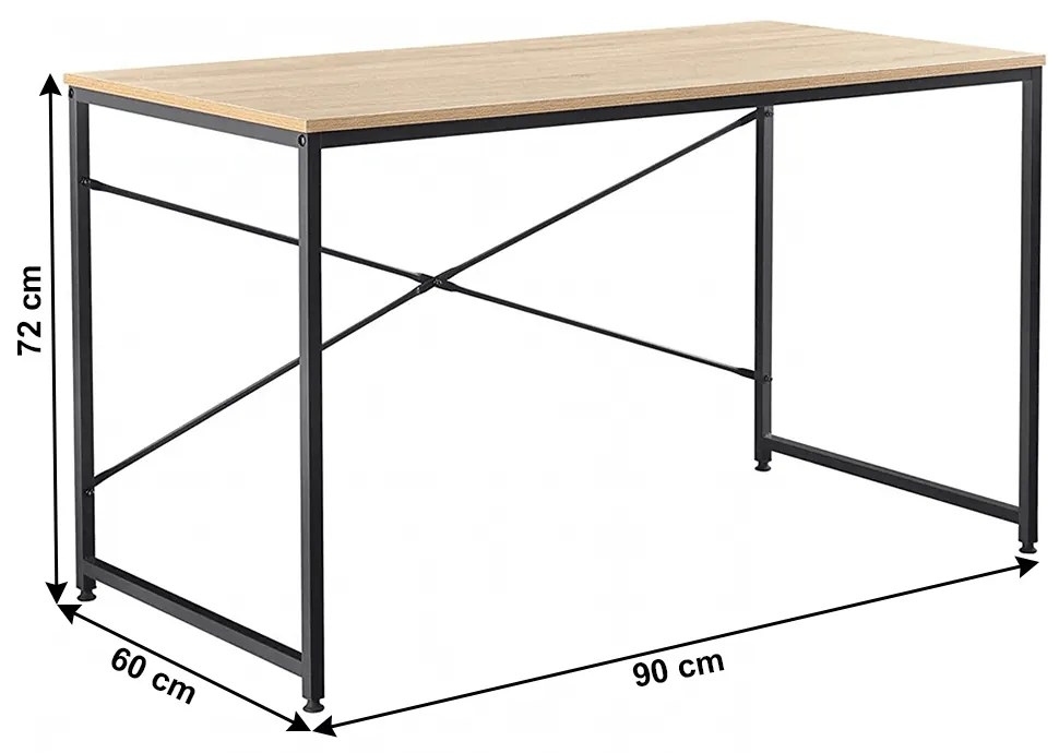 Birou, stejar   negru, 90x60 cm, MELLORA