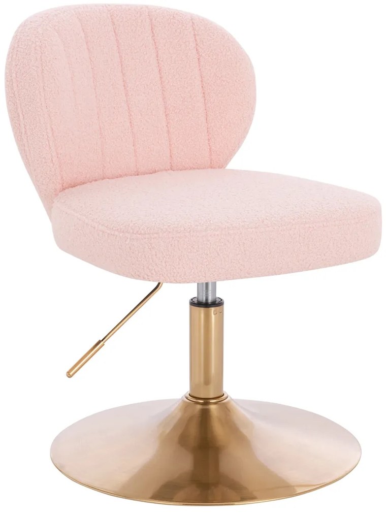 HR193N Scaun Roz Pudra Boucle cu Bază Aurie