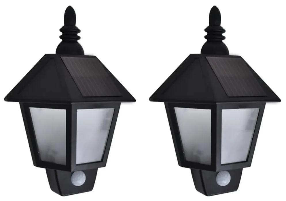 Lampi solare de perete cu senzor de miscare, 2 buc., negru 2, 1