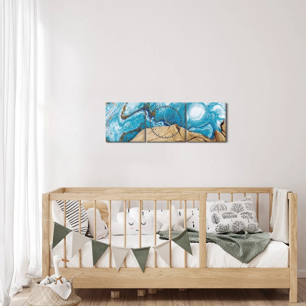Tablou - Lemn (cu ceas) (90x30 cm)