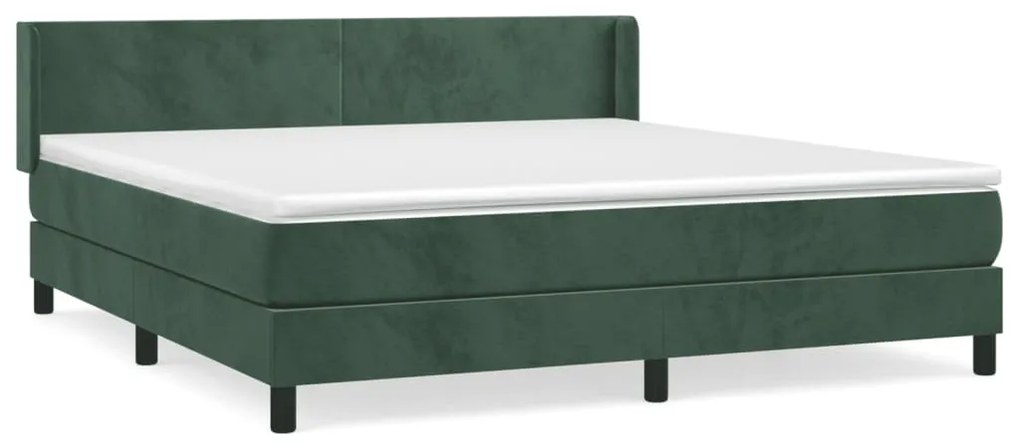 3130856 vidaXL Pat box spring cu saltea, verde închis, 180x200 cm, catifea