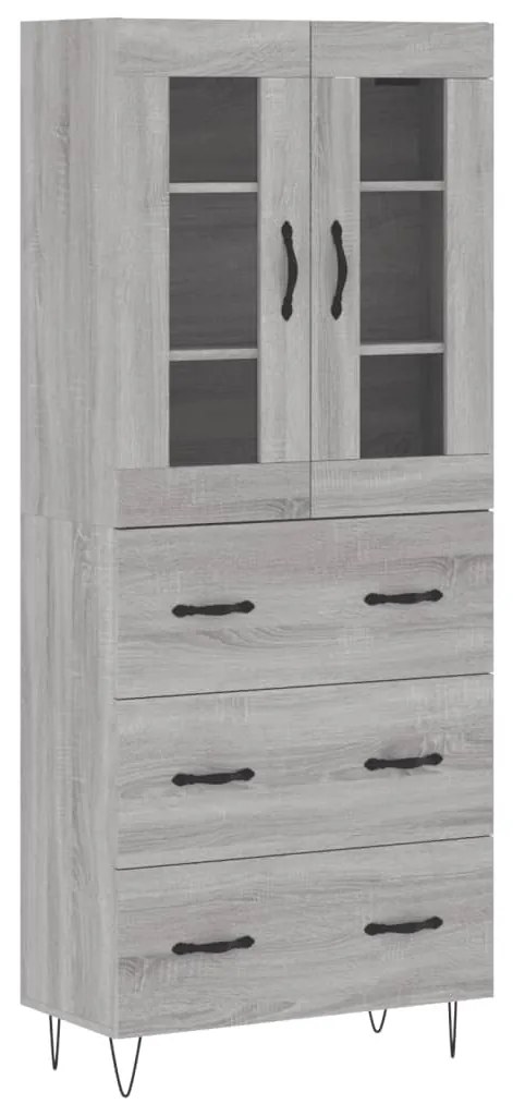 3198439 vidaXL Dulap înalt, gri sonoma, 69,5x34x180 cm, lemn compozit