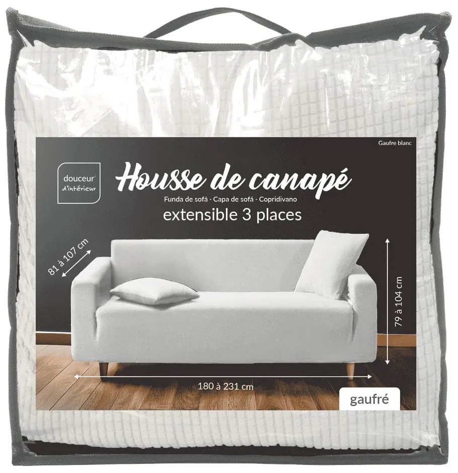 Husă crem elastică pentru canapea cu 3 locuri Sacha – douceur d'intérieur