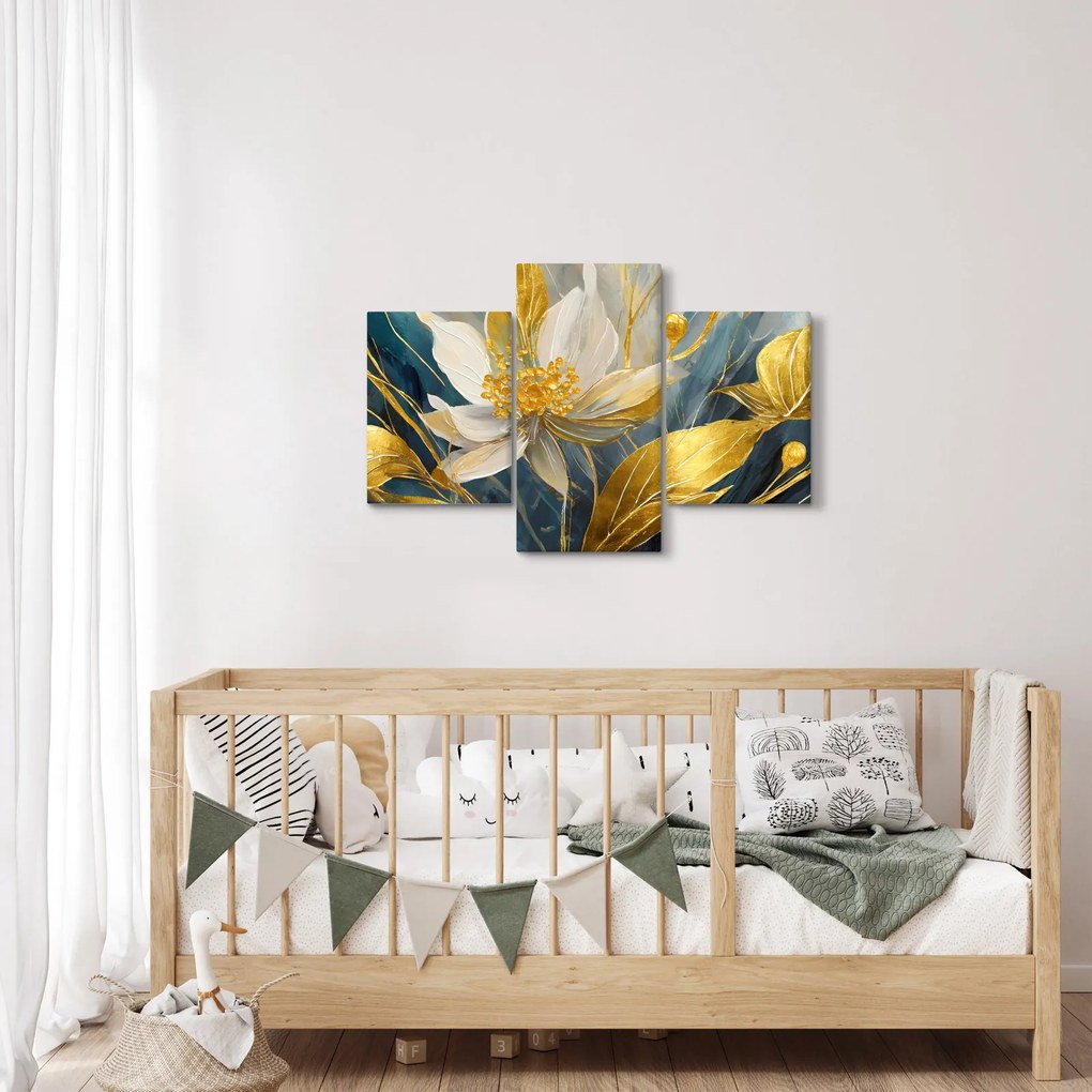 Tablou - Pictura de flori de aur (90x60 cm)