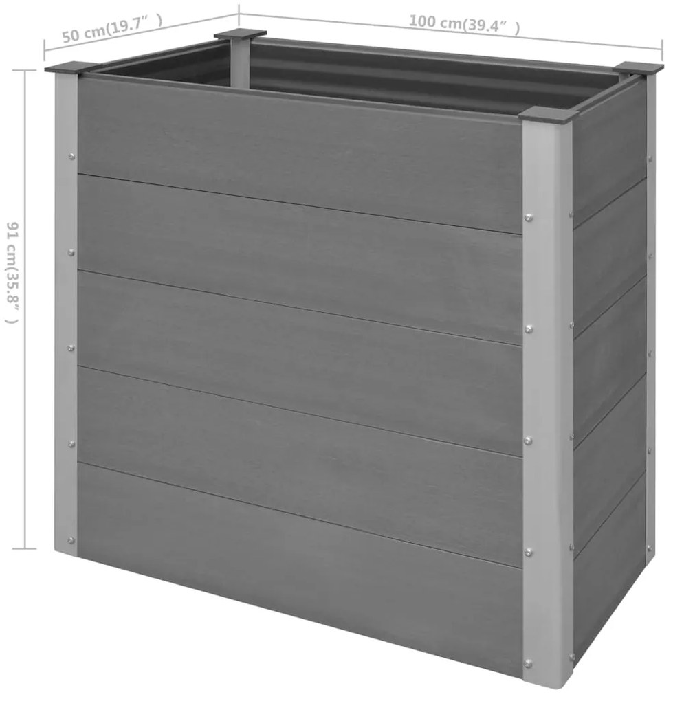 Strat inaltat de gradina, gri, 100 x 50 x 91 cm, WPC 1, Gri, 100 x 50 x 91 cm